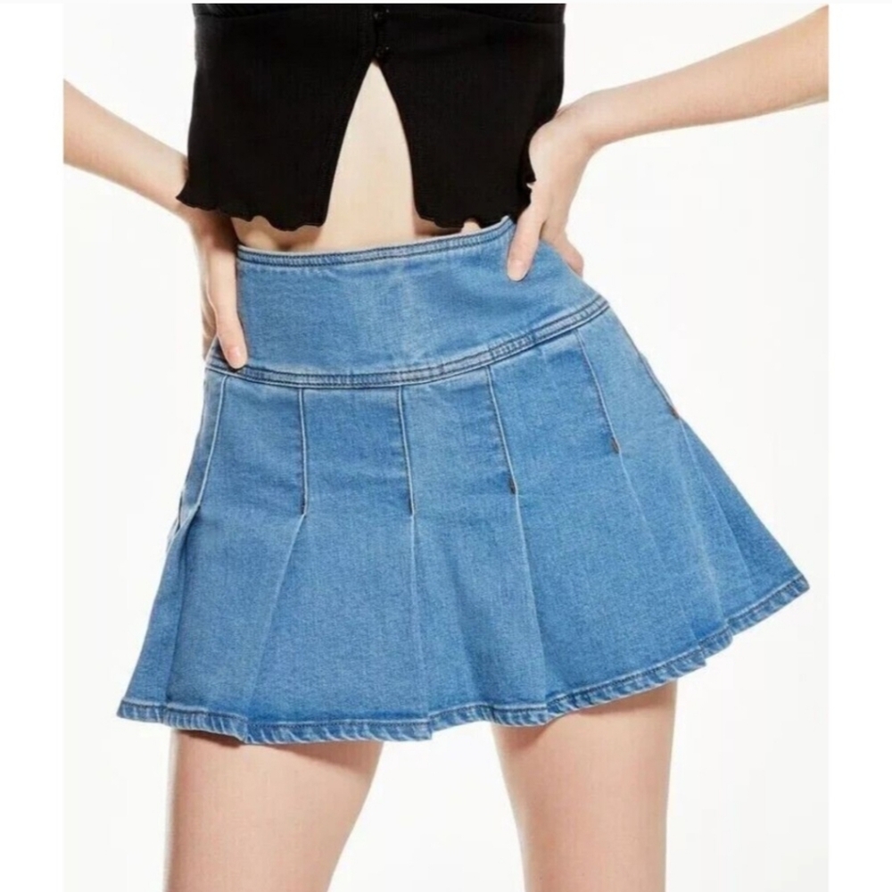 Aeropostale Y2K Mini Pleated Jean Skirt Size XL